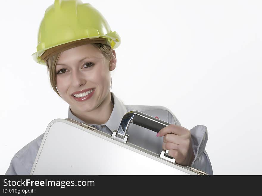 Young beautiful woman with helmet. Young beautiful woman with helmet