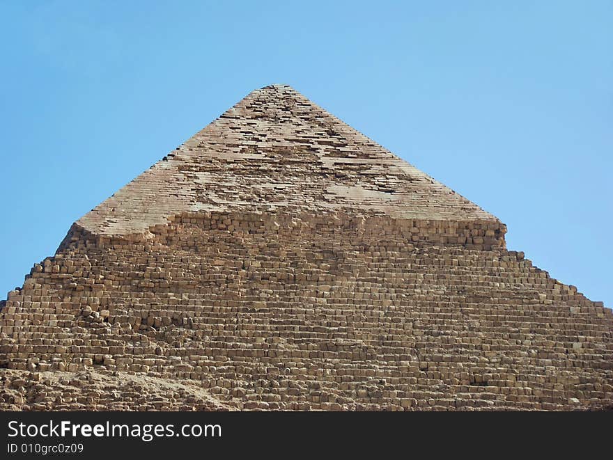 The top of the Chephren pyramid photographed from distance