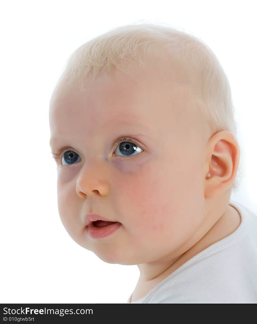 Little Baby Girl with hair stuck up taken closeup