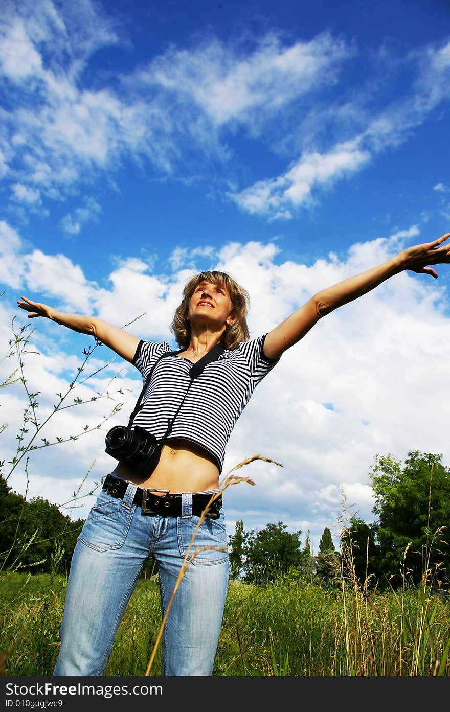 Woman with photocamera