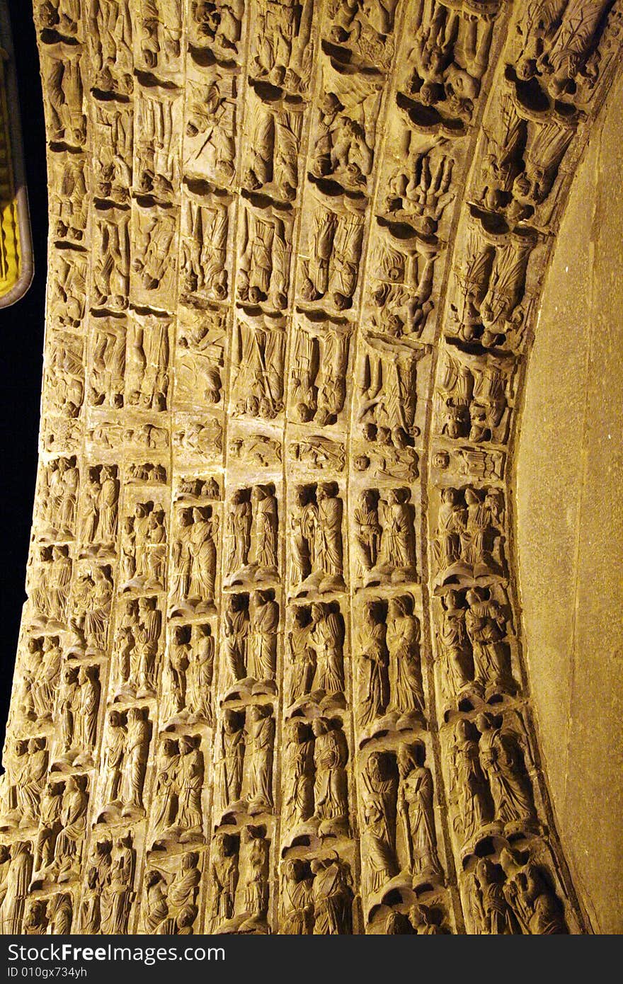 Details on a portal of a church in Tudela in Navarra, Spain