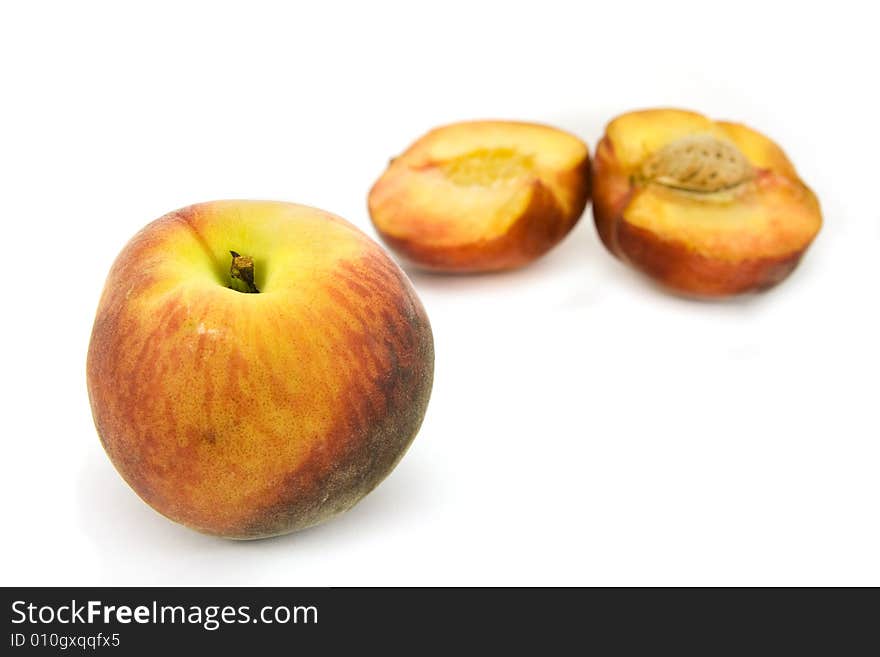 Peaches isolated on white background