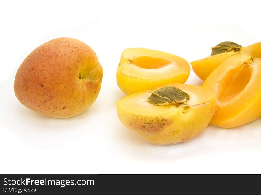 Apricots isolated on white background