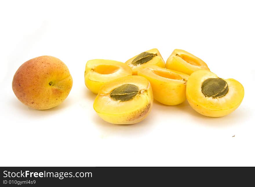 Apricots isolated on white background