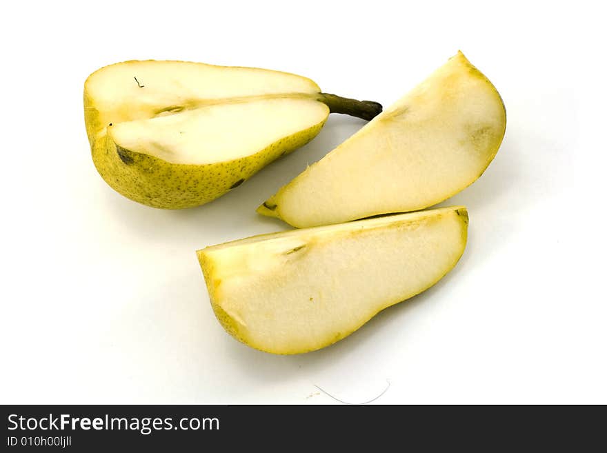 Cut pear isolated on white. Cut pear isolated on white