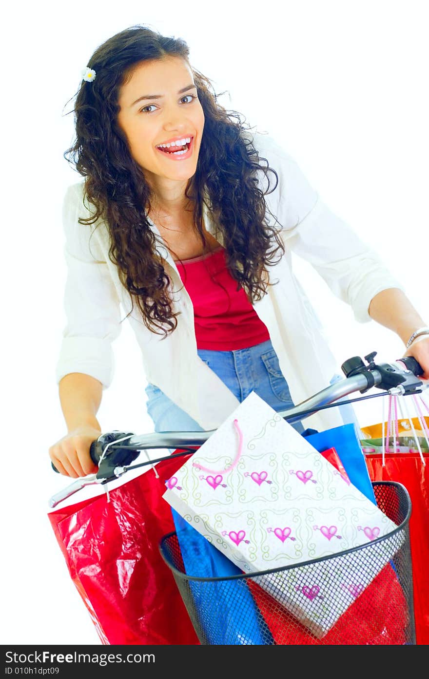 Attractive young lady with shopping bags