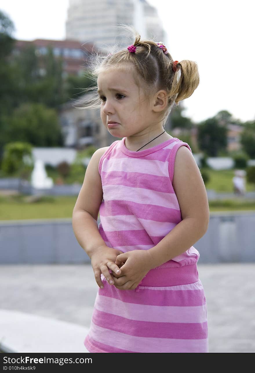 A little cute girl crying