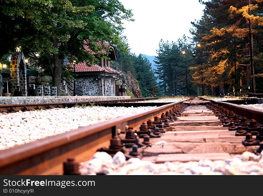 Railway on Mokra Gora in Serbia on a beautiful day