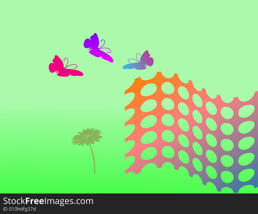 Halftone with butterflies