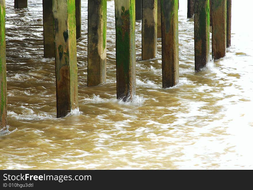 Water around pier legs