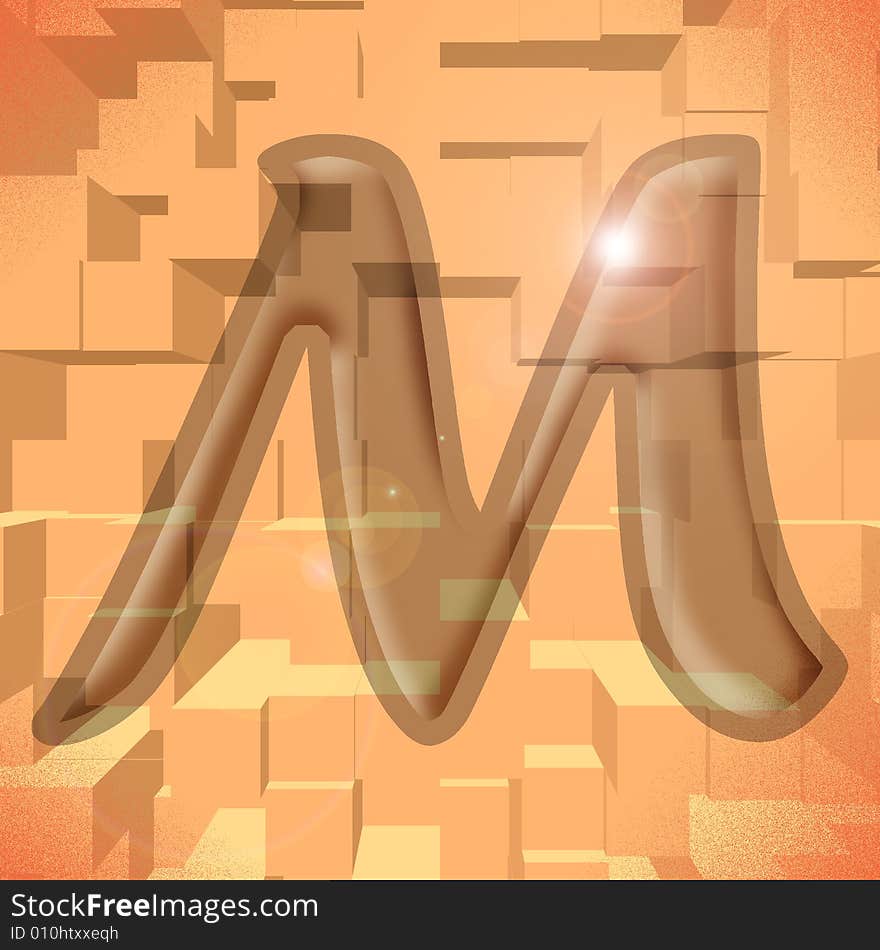 Computer generated illustration of the letter M. Computer generated illustration of the letter M