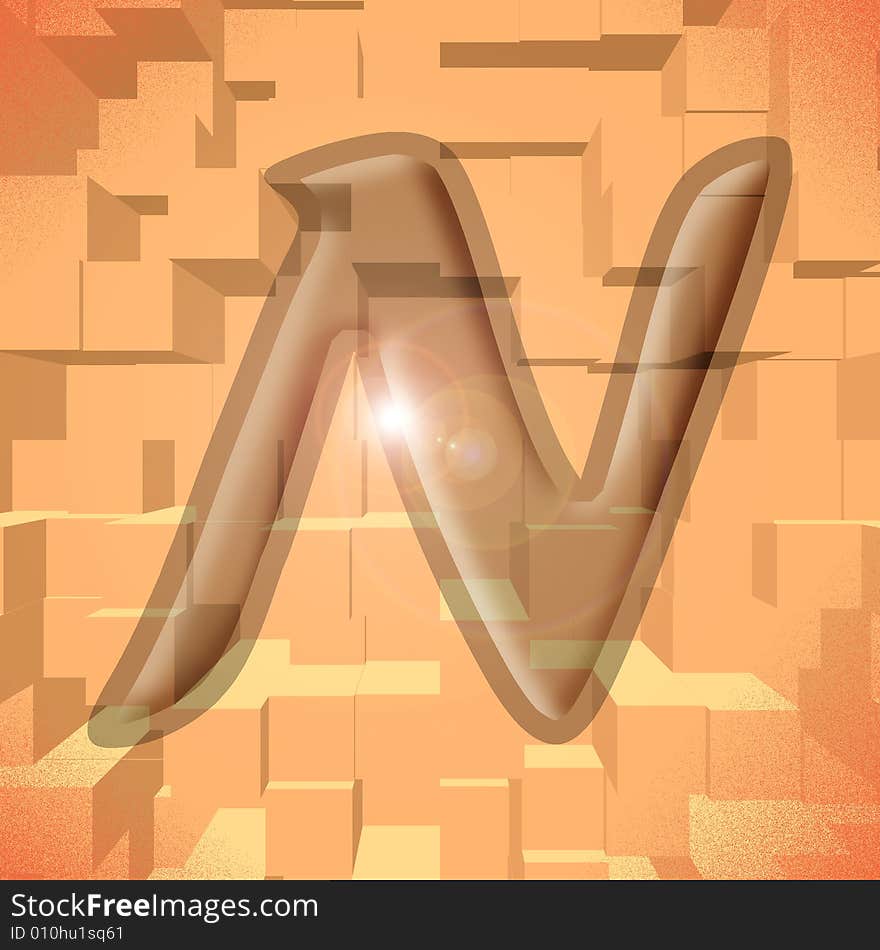 Computer generated illustration of the letter N. Computer generated illustration of the letter N