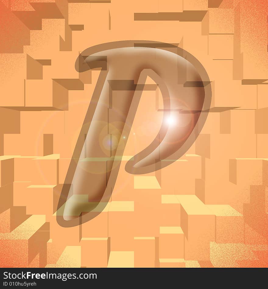 Computer generated illustration of the letter P. Computer generated illustration of the letter P