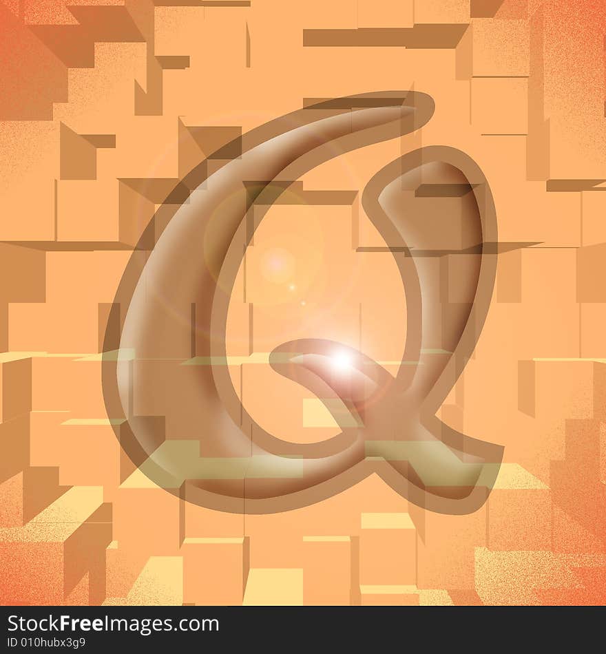 Computer generated illustration of the letter Q. Computer generated illustration of the letter Q