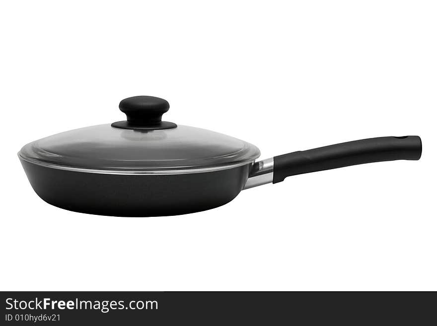 New frying pan on a white background