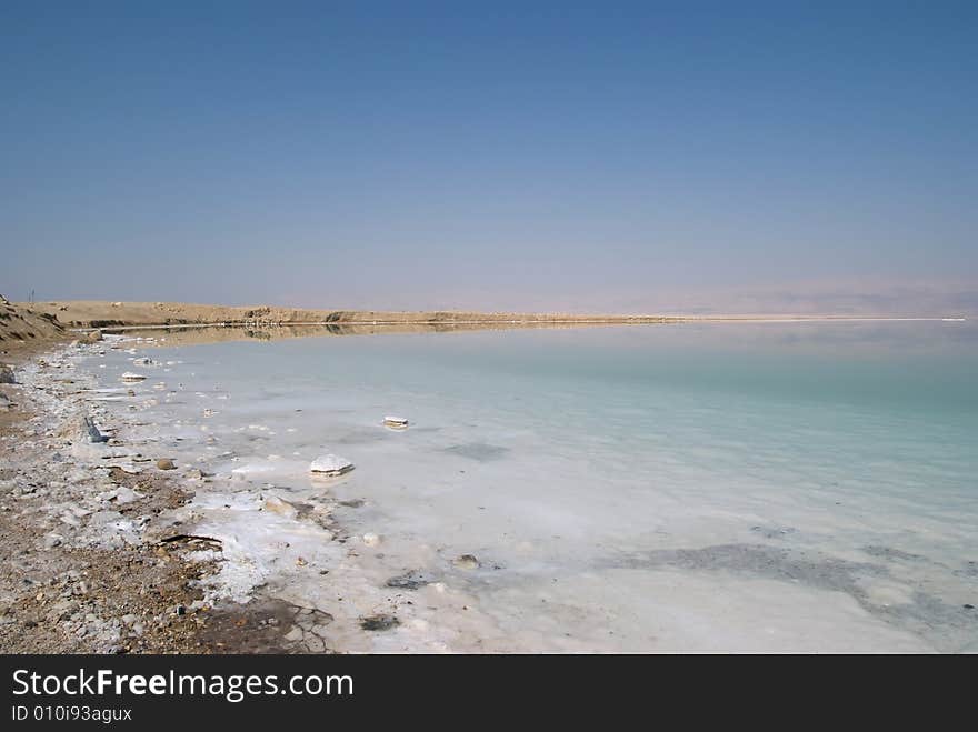 View of the Dead Sea, looking out from the Israeli side.