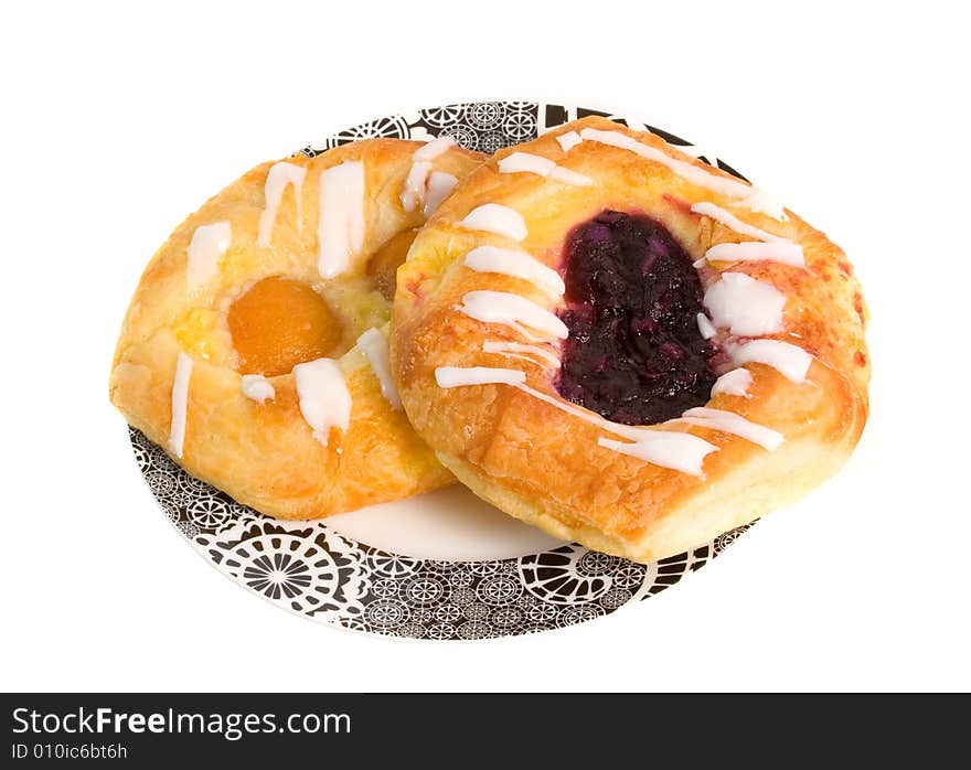 Apricot and Berry Danish Pastries isolated on white background