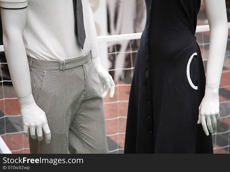 Fragments of the man and woman mannequins