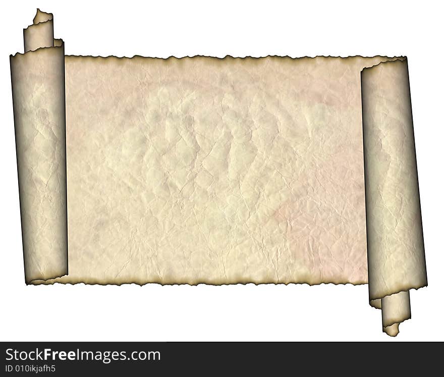 Vintage grunge rolled parchment illustration with ragged borders