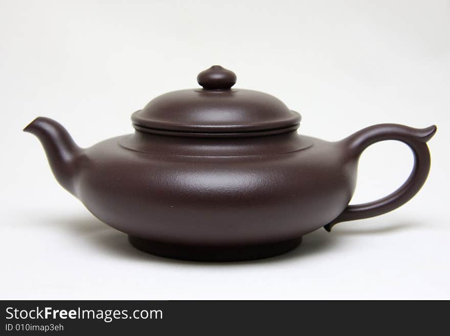 An teapot on white background,also called zisha teapot in China.