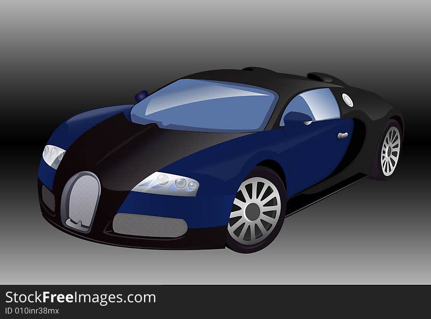 Color illustration of the sport car in grey background