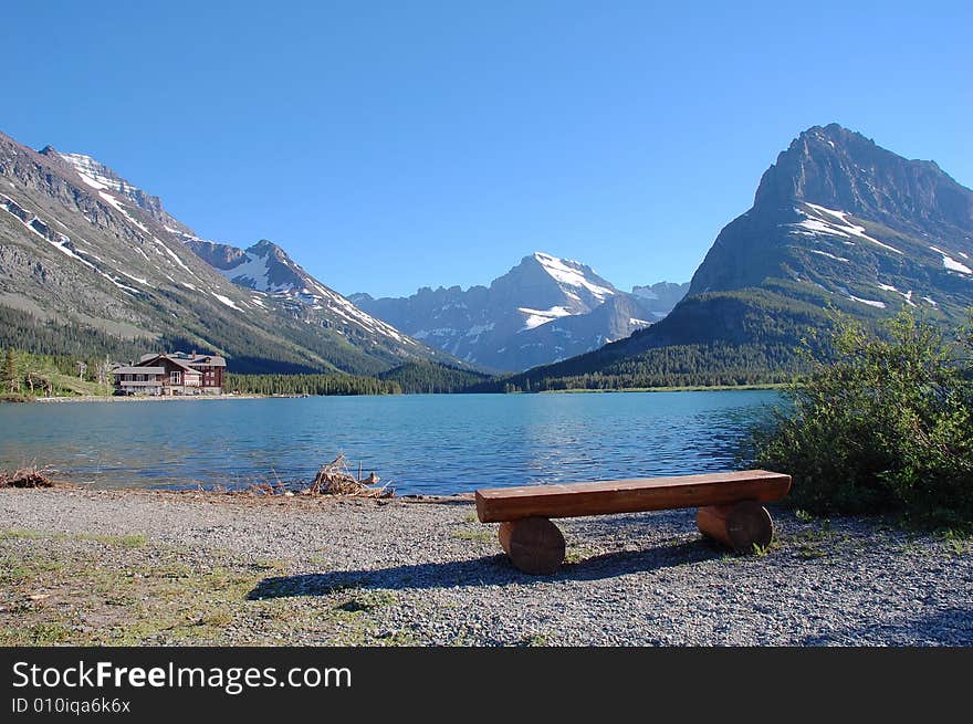 Lake and mountains in waterton lake national park, alberta, canada