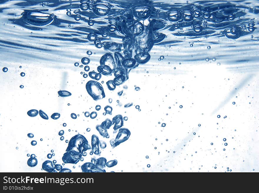 Blue water with bubbles high resolution image