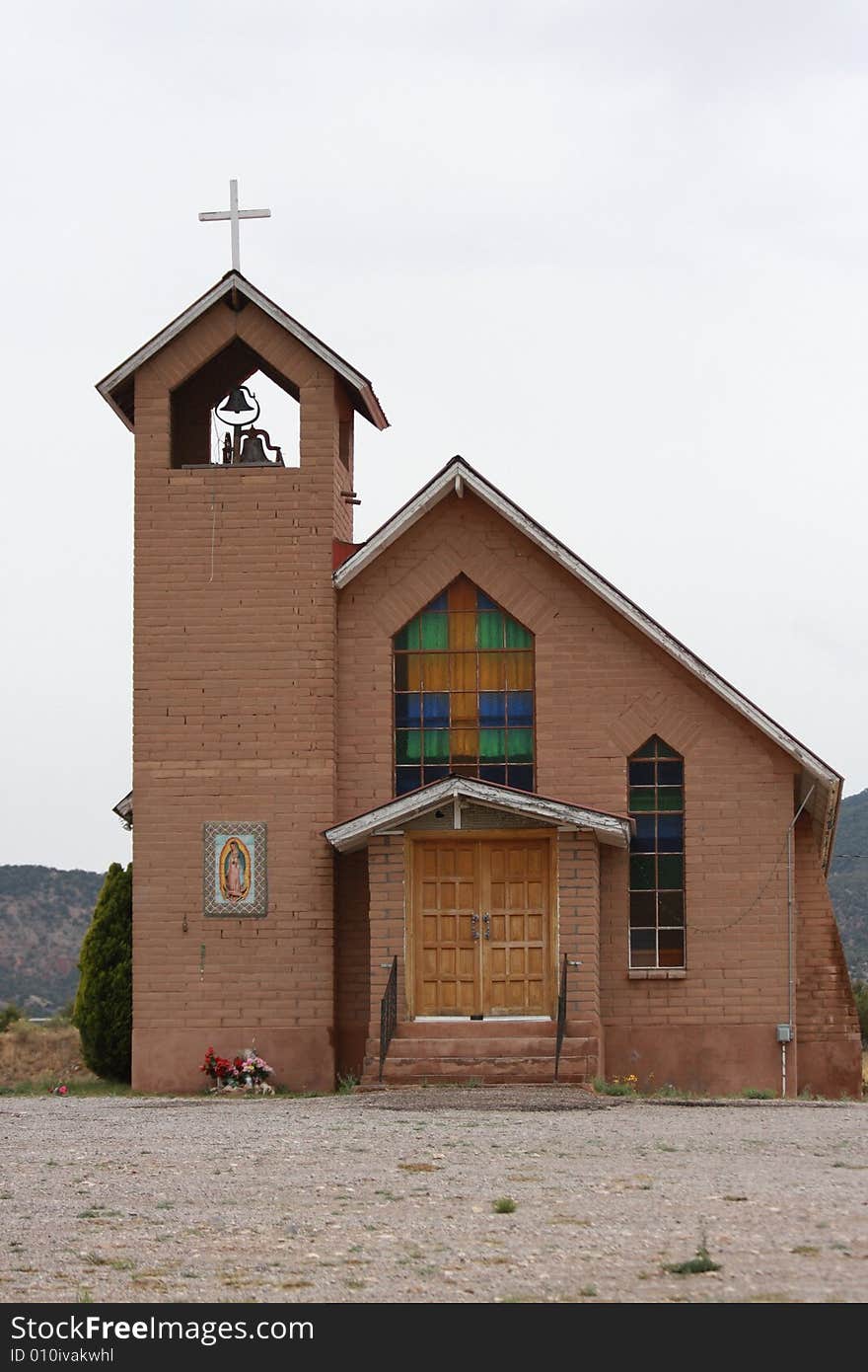 Church facing foward in isolated desert. Church facing foward in isolated desert