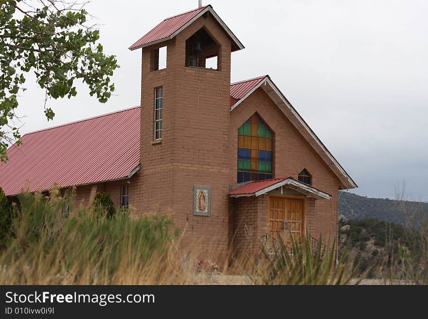 Brown church facing right