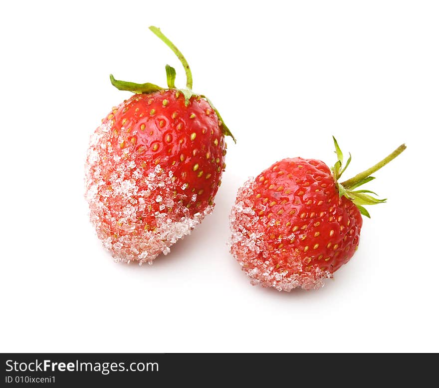 Berries of a strawberry in sugar