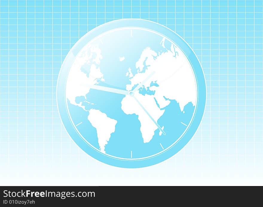 Vector illustration of a conceptual global world clock background. Vector illustration of a conceptual global world clock background.