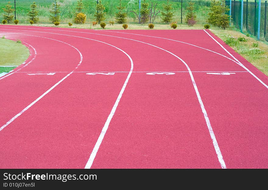 Lanes of a red race track