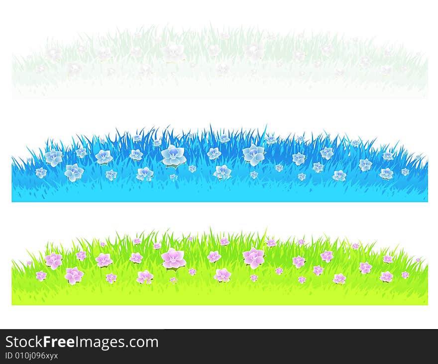 Grass with flowers design elements