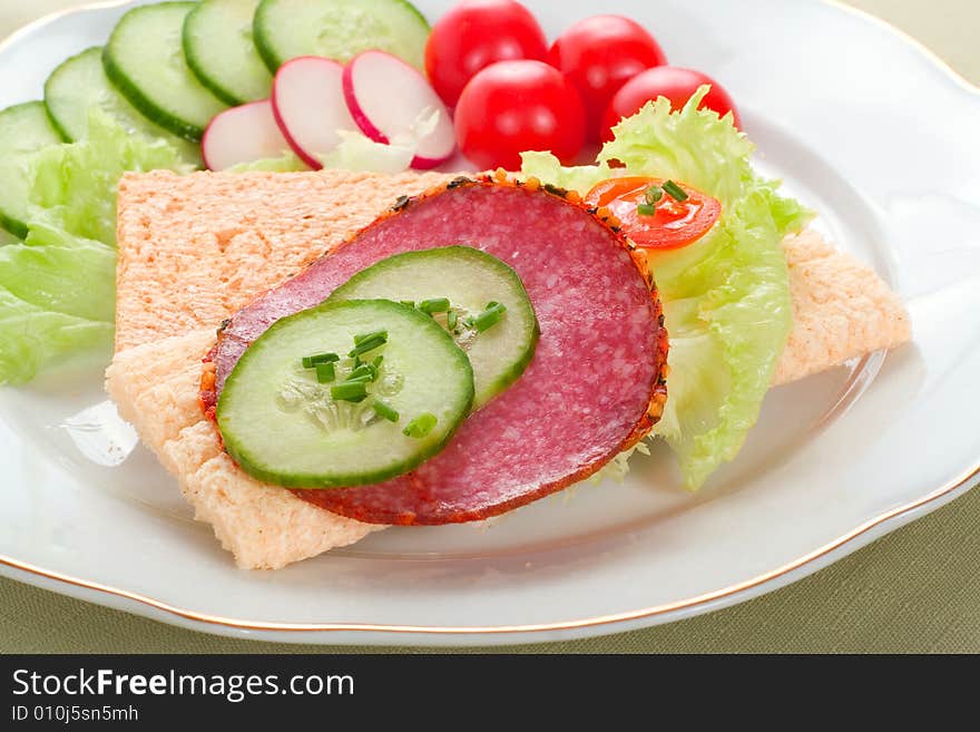 Dietetic sandwich, crispbread, healthy breakfast