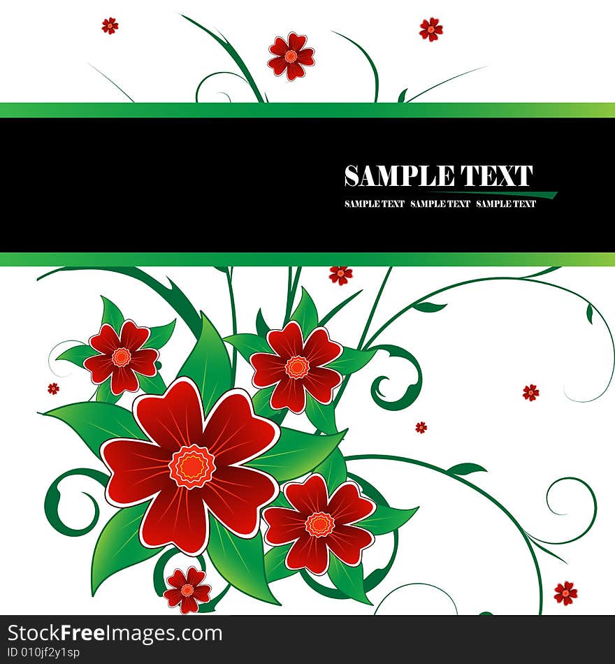 red and green floral banner vector