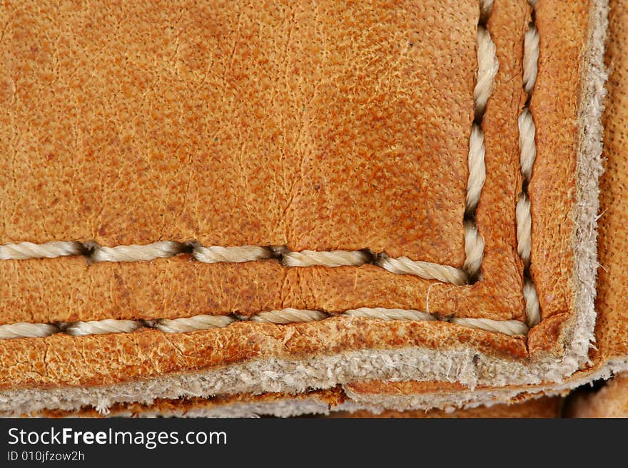 A Leather baseball glove macro background. A Leather baseball glove macro background