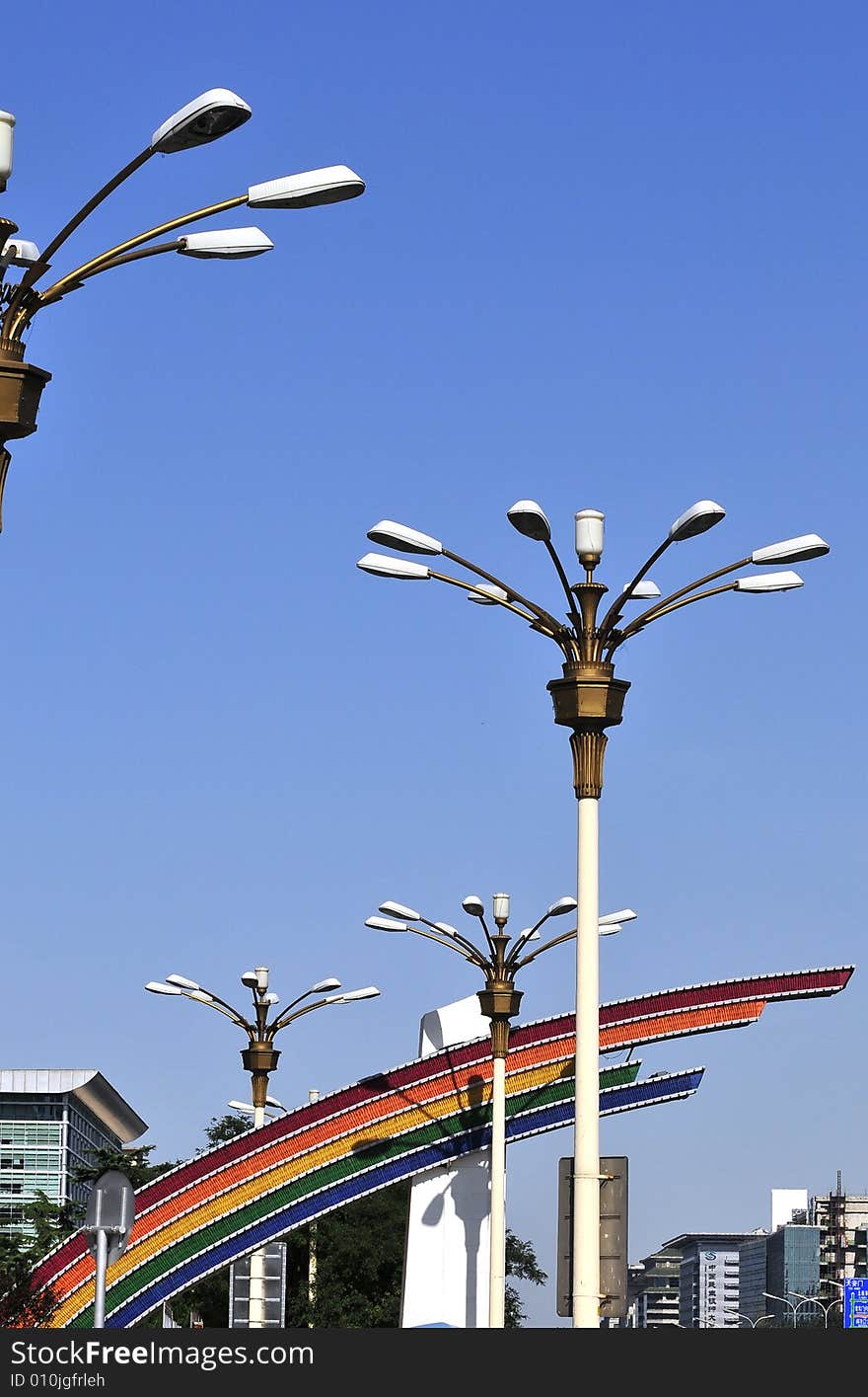 Street lamp in beijing city, city landscape