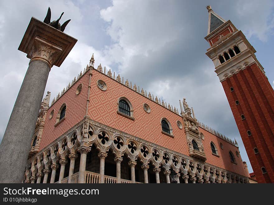 An Italian building taken with a wide angle lens.