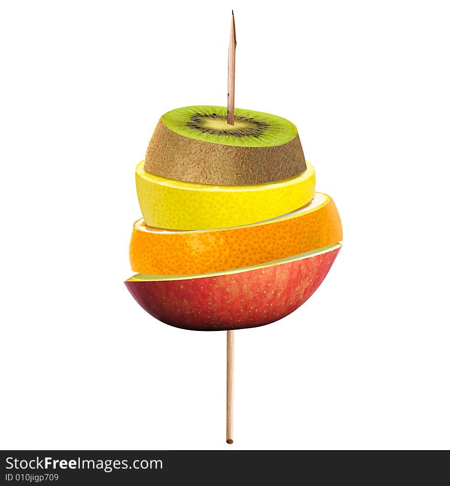 Fruits are sliced in different layers. Fruits are sliced in different layers