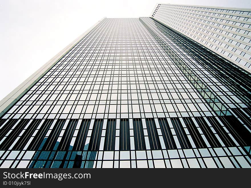 Skyscraper in Frankfurt on Main, Germany low angle view. Skyscraper in Frankfurt on Main, Germany low angle view