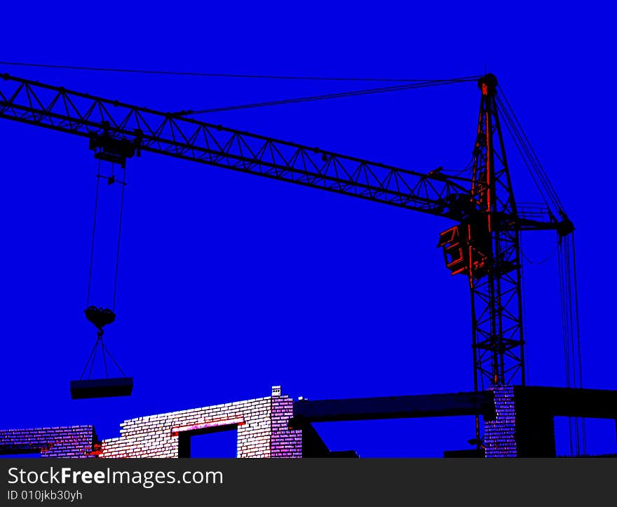 Construction of a new building by the hoisting crane. Construction of a new building by the hoisting crane.