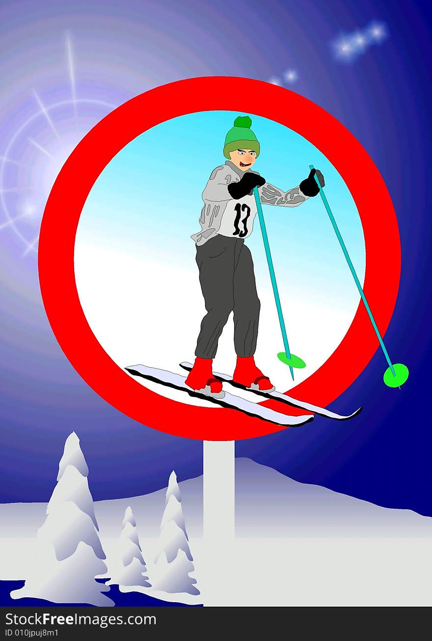 Excellent skier, a ban on entry skiers. Excellent skier, a ban on entry skiers.