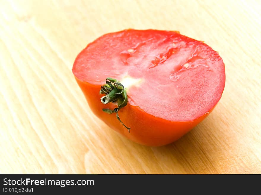 A half of ripe,fresh,red  tomato