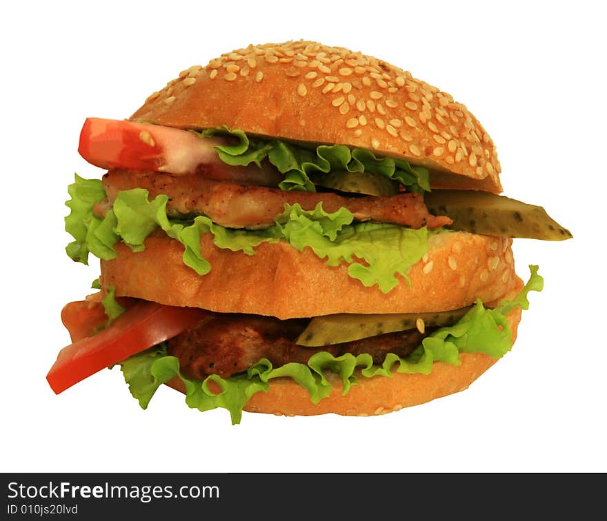 Isolated burger on the white background. Isolated burger on the white background