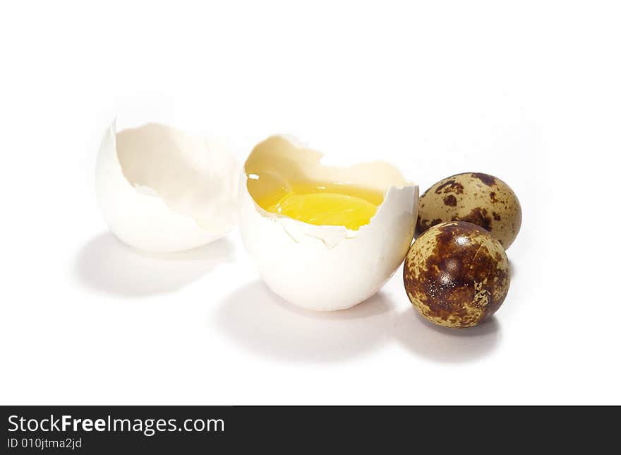 Eggs on a white background