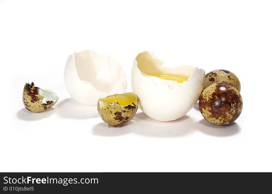 Fresh broken eggs isolated on a white background