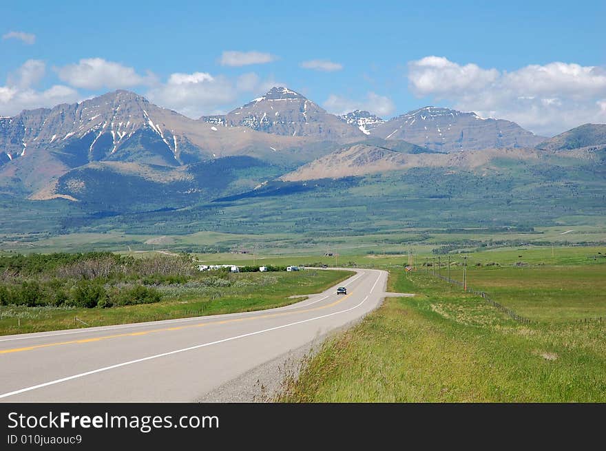 A highway through the southern alberta prairie, canada. A highway through the southern alberta prairie, canada