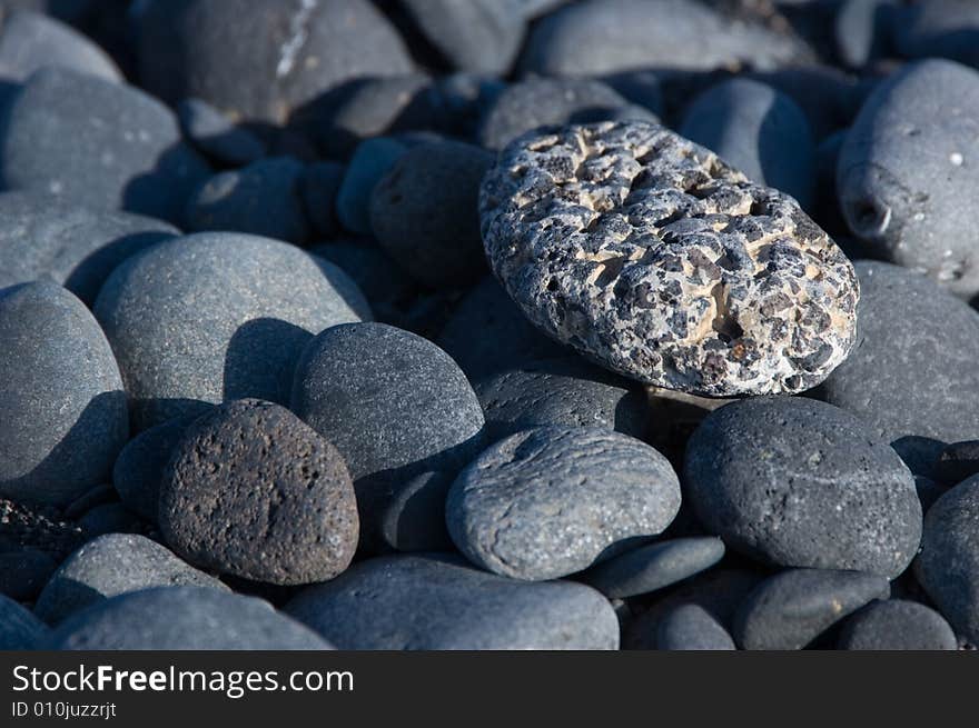 Stones on a beach near a sea