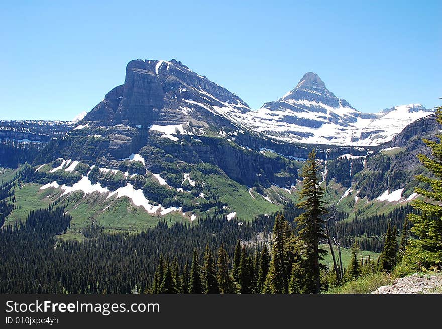 Rocky mountain and hillside forests in glacier national park, montana, united states. Rocky mountain and hillside forests in glacier national park, montana, united states