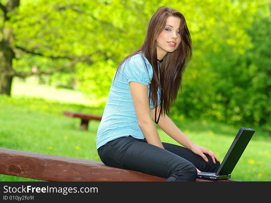 Woman relaxing and working